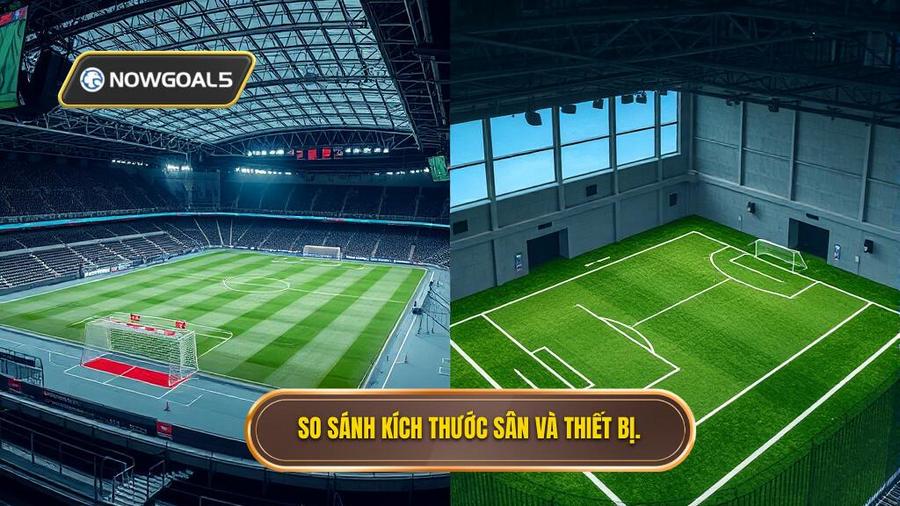 1. Sự khác biệt về kích thước sân và trang thiết bị